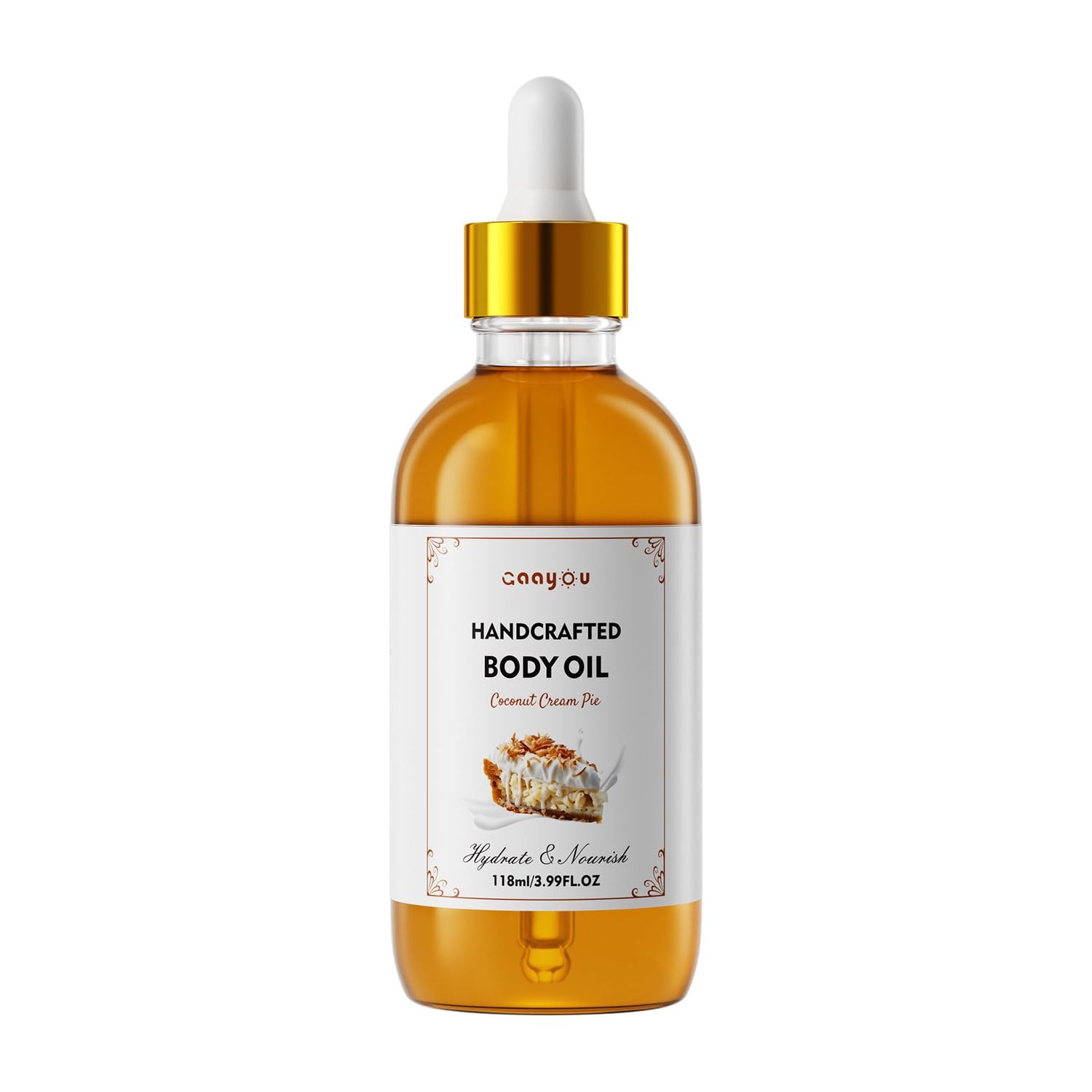 Gaayou Coconut Cream Pie Body Oil Handcrafted Body Oil Moisturizing Coconut Oil Soothing Comfort Scented Juicy Body Oil for All Skin Types