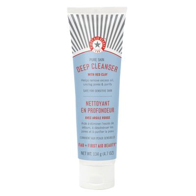 First Aid Beauty - Pure Skin Deep Cleanser with Red Clay, Deep Cleansing Face Wash with Antioxidant Booster for Oily and Blemish-Prone Skin, Reduce Oil &amp; Unclog Pores, Safe for Sensitive Skin, 4.7 oz