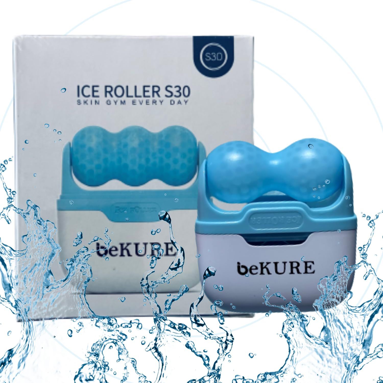 BeKURE Ice Roller for Face &amp; Eye, Puffiness, Migraine, Pain Relief, Skin Care Products. Its gentle gliding stimulates microcirculation and revitalizing and sculpting the lines of your face. (BLUE)