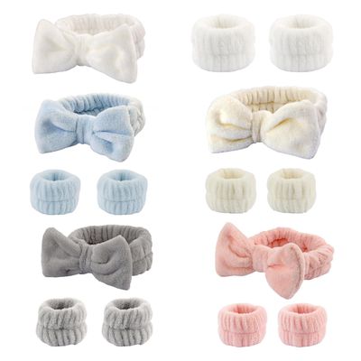 15Pcs Face Wash Spa Headband and Wristband Set, Makeup Face Wash Headband Wristband Set, Makeup Skincare Terry Cloth Facia Headband and Wrist Towels for Washing Face, Makeup, Skincare (Light Colors)