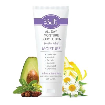 Belli Skincare All Day Moisturizer Body Lotion for All Skin Type, Comforts Dry Skin, Long Lasting &amp; Hydrating, Pregnancy Safe, Vegan based, Chemical Free, 6.5 Oz