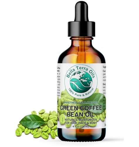 Bella Terra Oils - Green Coffee Bean Oil 4 oz - Rich in Quinic Acid &amp; Lignans, Cold-Pressed from Authentic Coffee Beans, Premium Skin Nourishment