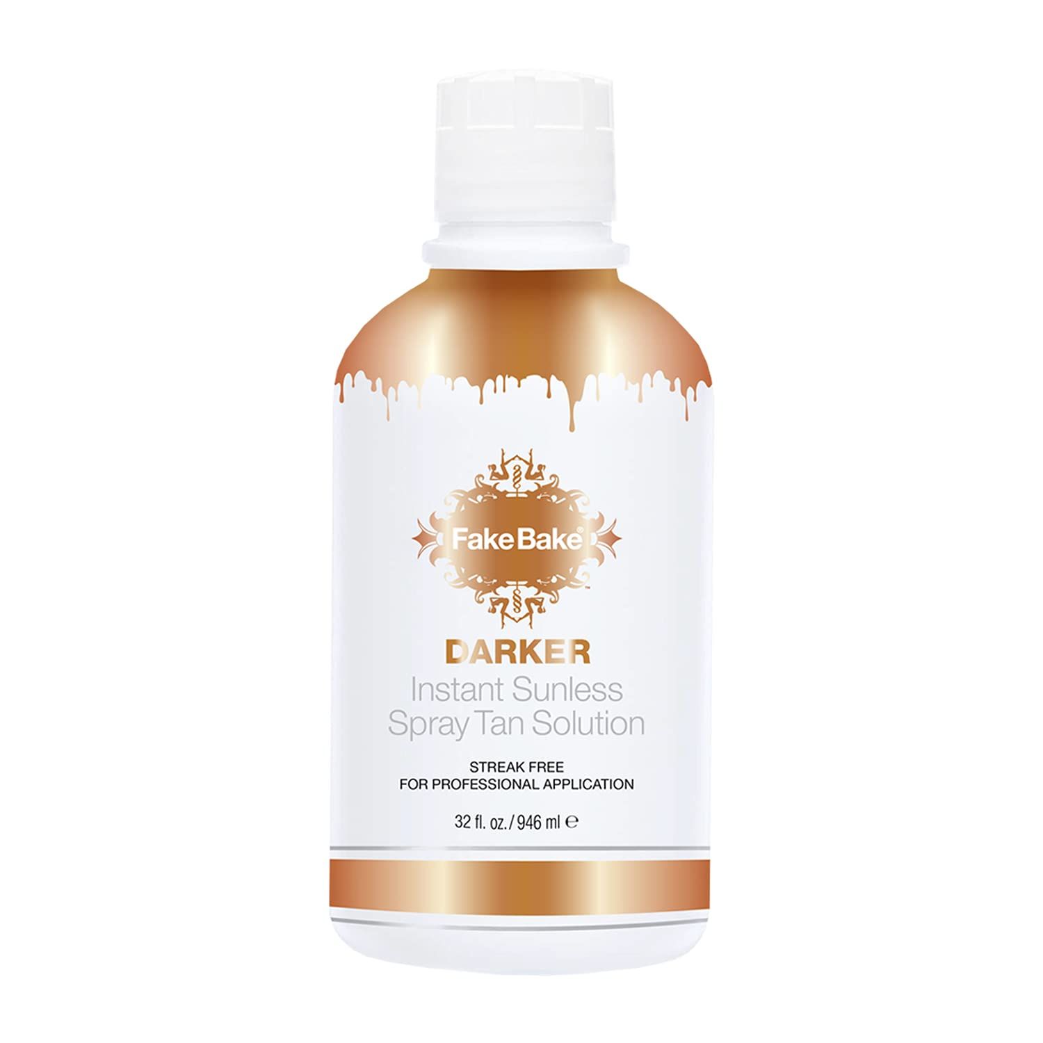 Fake Bake Darker Spray Tan Solution Sunless Self Tanner for Professional Airbrush Machine Long-Lasting Face &amp; Body Glow Bronzing Self Tanning for Women &amp; Men - 32 fl Oz