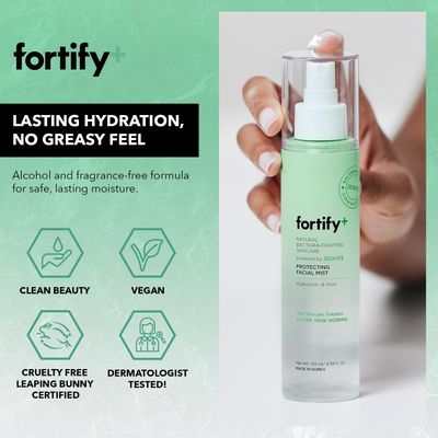 Fortify 9-in-1 Korean Facial Mist Spray with Hyaluronic Acid &amp; Aloe Vera - Anti-Aging &amp; Hydrating - Dermatologist Tested, Fragrance-Free - For All Skin Types, Clean Beauty - 130ML/4.39Oz