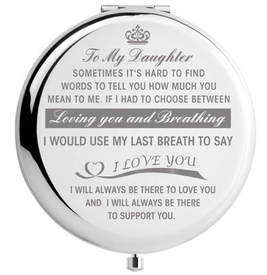 DIDADIC Daughter Gifts from Mom, Graduation Gifts for Her, Mothers Day Present for Daughter, Engraved Pocket Mirror