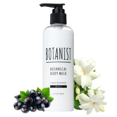 BOTANIST Moisturizing Body Lotion, Botanical Soothing Body Milk for Sensitive Dry Skin, Natural &amp; Organic Japanese Skin Care, Cassis &amp; Jasmine, Moist, 8.1 Fl Oz/ 240mL