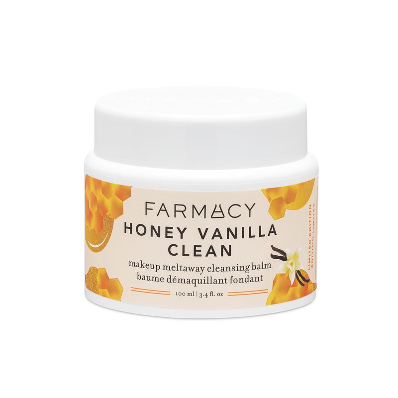 Farmacy Makeup Remover Cleansing Balm - Honey Vanilla Waterproof Makeup Remover &amp; Oil Based Cleanser - Gentle Exfoliating Double Cleanser - Melts From Balm to Milky Lather (100ml)