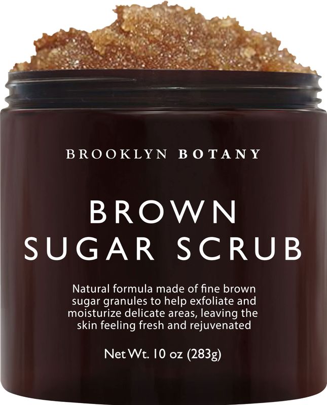 Brooklyn Botany Brown Sugar Body Scrub - Moisturizing and Exfoliating Body, Face, Hand, Foot Scrub - Fights Acne, Fine Lines &amp; Wrinkles, Great Gifts For Women &amp; Men - 10 oz