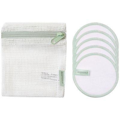 EcoTools Reusable Cotton Pads, Ultra Soft &amp; Durable, Cleanses Skin, Applies Skincare, for Toner, Serums, &amp; Makeup Remover, Sustainable Alternative, Washable with Laundry Bag, Eco-Friendly 6 Piece Set