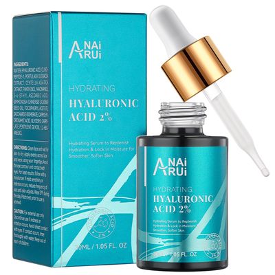 ANAI RUI Hyaluronic Acid Serum for Skin 2% with Vitamin B5, C&amp; E - Intense Hydration + Moisturizer, Plumps &amp; Increase Firmness, Non-greasy, Paraben-free - 1. Fl Oz