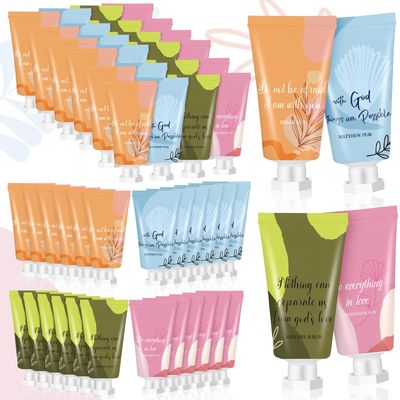 48 Pcs Christian Hand Lotion Bulk Gifts for Women Bible Verse Mini Travel Hand Cream Bulk Christmas Gifts for Stocking Stuffers, Homeless Church Appreciation Teachers Coworkers Appreciation Gifts