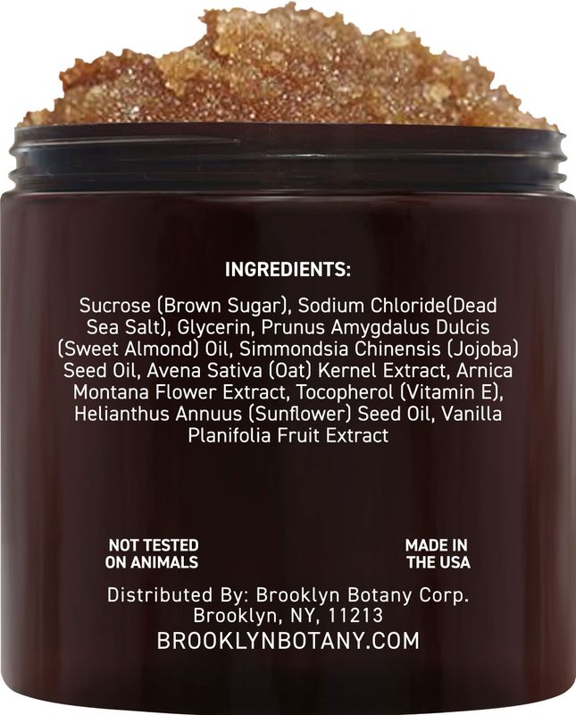 Brooklyn Botany Brown Sugar Body Scrub - Moisturizing and Exfoliating Body, Face, Hand, Foot Scrub - Fights Acne, Fine Lines &amp; Wrinkles, Great Gifts For Women &amp; Men - 10 oz