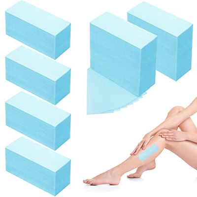 Blulu 400 Wax Strips Non Woven Wax Paper Strips for All Skin Types Facial and Body Hair Removal Waxing Strips Epilating for Leg, Chest, Back, Intimate Area And Face 10 x 3.8 cm(Blue)