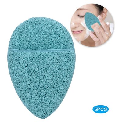 5pcs Makeup Cleansing Puff, Face Washing Sponge Makeup Remover Pads Hydrophilic Soft Exfoliator Puff for Deep Cleansing Skin Care(Green)