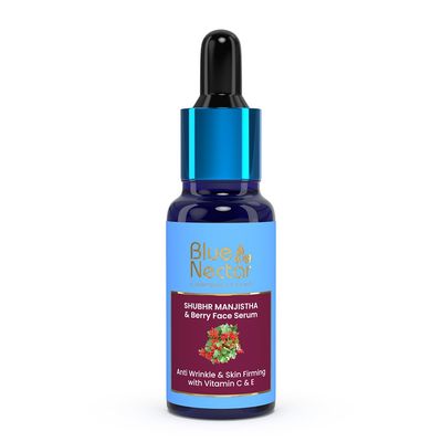 Blue Nectar Manjistha Vitamin C Face Serum for Anti Wrinkle &amp; Skin Firming | Advanced Anti Aging Formula with Plant Based Vit C &amp; E | Face Serum for Glowing Skin (13 herbs, 1 Fl Oz)