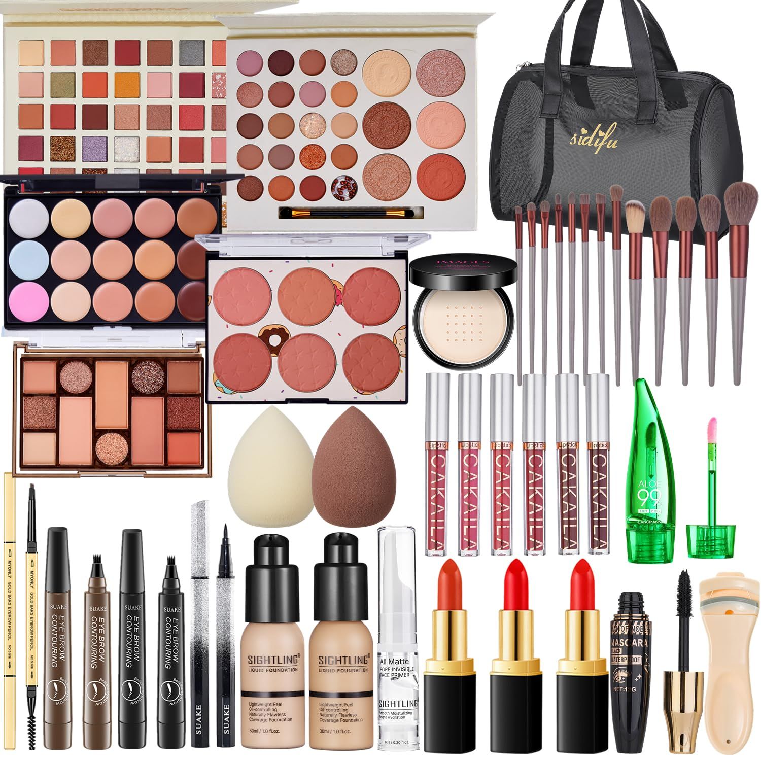 All in One Makeup Kit for Women Full Kit, Travel Makeup Kit, Makeup Gift Set for Women &amp; Girls, Makeup Essential Bundle Include Foundation Eyeshadow Palette Lipstick Eyebrow Pencil Cosmetic Brush Set