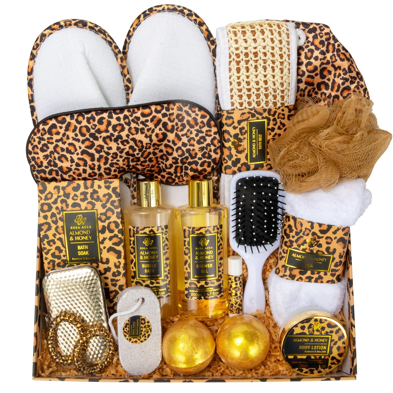 Bath Gift Set for Women,20 Pcs Skin Care Set Leopard Print Spa Gifts for Birthday, Mother&#39;s Day, Valentine&#39;s Day. Home Spa Kits, Skin Care Stuff with Shower Gel, Body Lotion, Manicure Set.