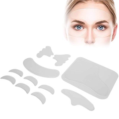 11 Pieces Silicone Face Anti-wrinkle Patch, Facial Patches, Reusable Cheek Chest Front Anti-fine Lines Stickers, for Wrinkle Reduction, Anti Aging Smoothing Tape