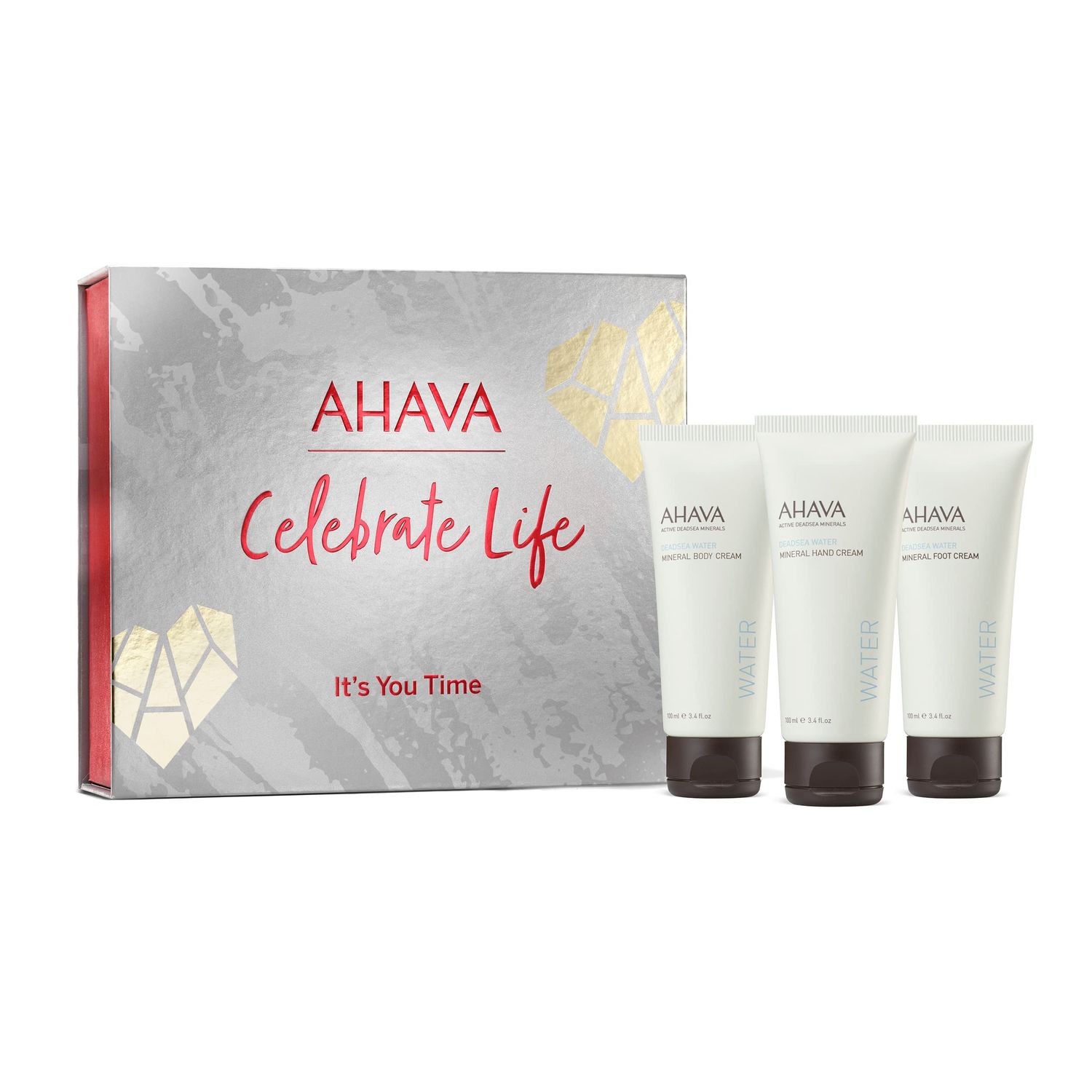 AHAVA It's You Time Body Trio - Includes Mineral Body Lotion, Mineral Hand Cream &amp; Mineral Shower Gel, with Exclusive Dead Sea Mineral Blend Osmoter, 3 x 3.4 Fl.Oz
