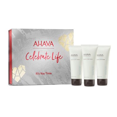 AHAVA It&#39;s You Time Body Trio - Includes Mineral Body Lotion, Mineral Hand Cream &amp; Mineral Shower Gel, with Exclusive Dead Sea Mineral Blend Osmoter, 3 x 3.4 Fl.Oz