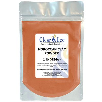 ClearLee Moroccan Red Clay Cosmetic Grade Powder - 100% Pure Natural Powder - Great For Skin Detox, Rejuvenation, and More - Heal Damaged Skin - DIY Clay Face Mask (1 LB)