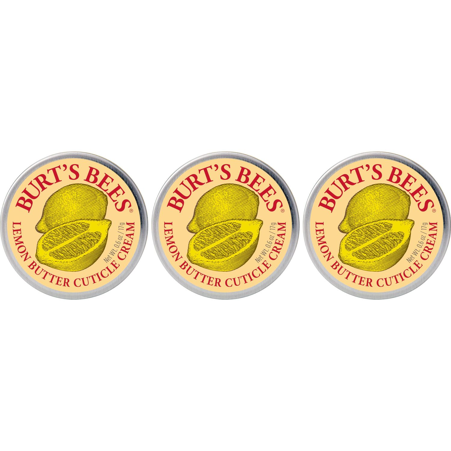Burt&#39;s Bees Christmas Gifts, Hand Skin Care Stocking Stuffers, Moisturizing Cuticle Cream for Dry Skin, 100% Natural Origin, with Lemon Butter, 0.6 oz. (3-Pack)