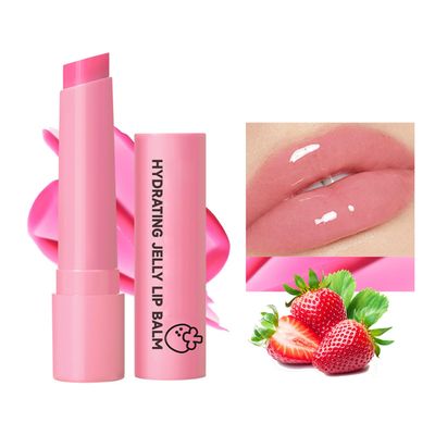 DLZZRS Hydrating Jelly Balm, Tinted Moisturizing Lip Balm For Dry Lips, Instantly Hydrate Lips Conditioning &amp; Nourishing Lip Care Lip Moisturizer Fruit Lip Oil Lip Shine Jelly Lipstick(Strawberry)