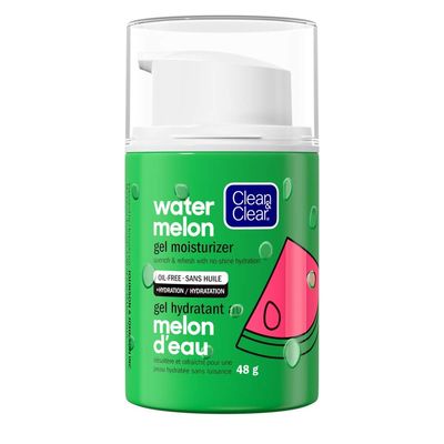 Clean &amp; Clear Hydrating Watermelon Gel Facial Moisturizer, Oil-Free Daily Face Gel Cream to Quench &amp; Refresh Dry Skin, Lightweight &amp; No-Shine, 1.7 oz