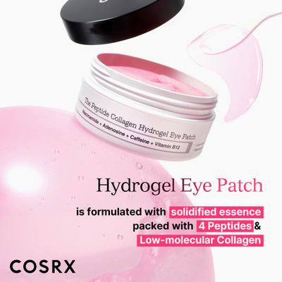 COSRX Peptide Collagen Hydrogel Eye Patch, 60 Patches, Under Eye Patches for Puffy Eyes and Dark Circles with Caffeine, Korean Skin Care