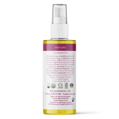 Badger - Face Cleansing Oil, Damascus Rose, Certified Organic Face Oil Cleanser, Natural Facial Cleansing Oil, Natural Oil Cleanser for Face, Face Cleanser Oil, 2 oz