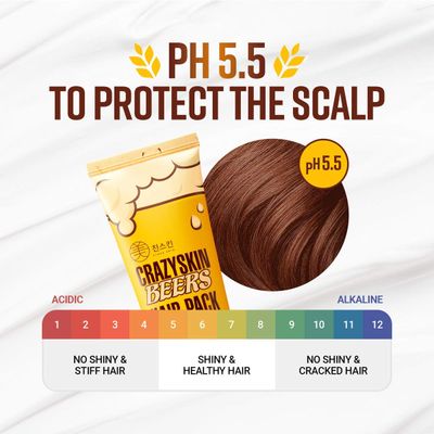 CRAZY SKIN Hair Treatment Mask - pH5.5 Beer Yeast, Protein, Keratin, Argan Oil, Collagen - Repairs Dry, Damaged or Color Treated Hair 6.77oz(200ml)