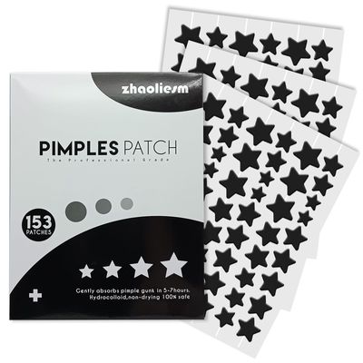 Black Star Pimple Patches for Face, 153 Counts Hydrocolloid Star Acne Patches, Cute Star Zit Covers for Face, Spot Stickers with Tea Tree, Salicylic Acid and Cica Oil
