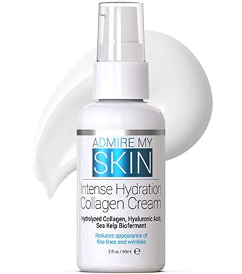 Admire My Skin Collagen Cream Moisturizer For Dry Skin - Hyaluronic Acid Cream - Non Comedogenic Hydrating Cream Eliminates Dull Dry Skin for That Healthy Youthful Glow 2oz