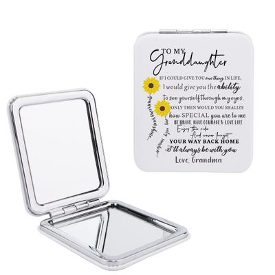 Gtizry to My Granddaughter Sunflower Makeup Mirror - 2.48 X 2.9 X 0.39 - Inspirational Gifts for Granddaughter from Grandma, Granddaughter Gifts Idea for Christmas, Birthday