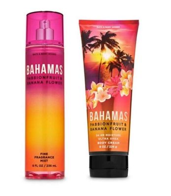 Bath and Body Works - Bahamas Passionfruit &amp; Banana Flower - Fine Fragrance Mist and Ultra Shea Body Cream - Full Size -2020