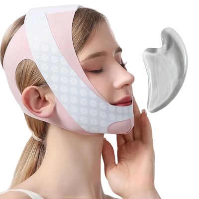 Double Chin Strap,Face Lift Mask,V-Line Lifting Mask for Women,Chin Strap for Sleeping,Jawline Shaper(L)