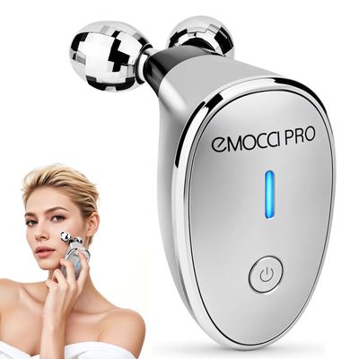 Facial Massager Electric Face Lift Device Double Chin Reducer Sculpting Tool Facial Rollers for Women Luminesce Glow Gua Sha Tools For Face Neck Sculptor Roller for Wrinkles and Lifting (Silver)