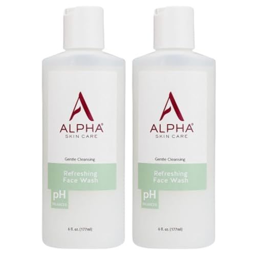 Alpha Skin Care Refreshing Face Wash | Anti-Aging Formula | Citric Hydroxy Acid (AHA) | Gently Cleanses, Purifies, Tones &amp; Restores Ideal PH | For All Skin Types | 6 Fl Oz (2 Pack)