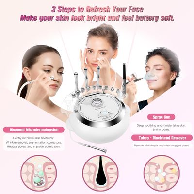 3 in 1 Diamond Machine, TopDirect Facial Skin Care Salon Equipment Beauty Device with Spray Gun (Strong Suction Power: 65-68cmhg)