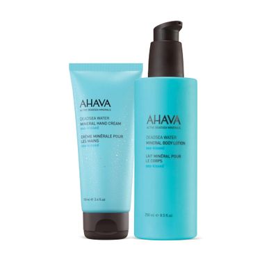 AHAVA Working Hands &amp; Hydrating Body Lotion, Sea-Kissed Care Set - Includes Hand Cream Sea-Kissed, 3.4 Fl.Oz &amp; Body Lotion Sea-Kissed, 8.5 Fl.Oz, enriched with Dead Sea Minerals &amp; Magnesium