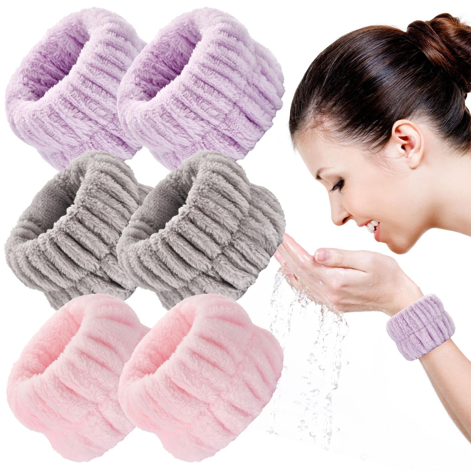 6pcs Wrist Bands for Washing Face Wash Wristbands Wrist Towels Arm Bands for Skincare Makeup Wrist Cuffs Spa Wrist Scrunchies