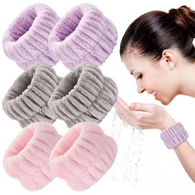 6pcs Wrist Bands for Washing Face Wash Wristbands Wrist Towels Arm Bands for Skincare Makeup Wrist Cuffs Spa Wrist Scrunchies