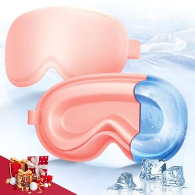 3D Cooling Gel Eye Mask - Reusable Cold Sleep Mask, Eyes Ice Pack with Hot &amp; Cold Compress Therapy for Puffiness, Dark Circles, Dry Eyes, Headaches and Stress Relief (Pink,1 Pack)