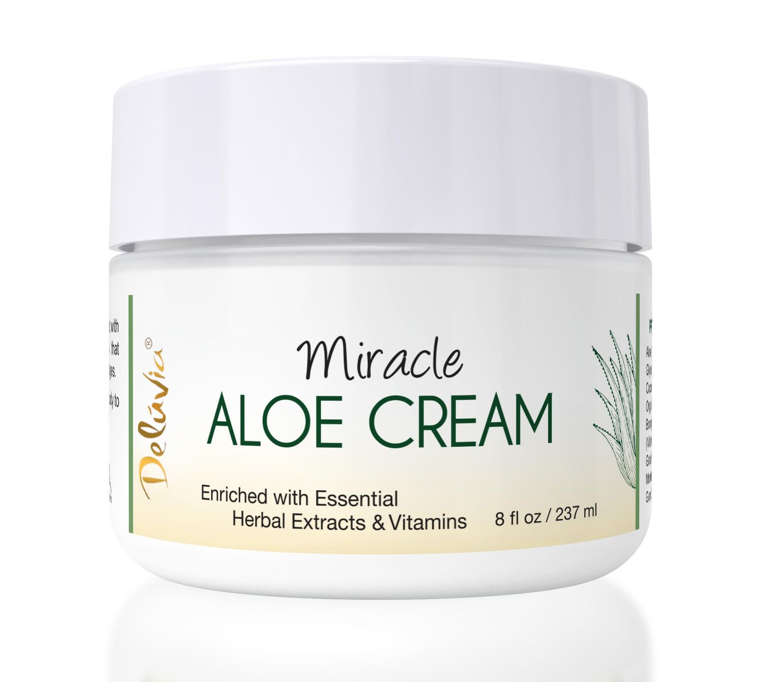 Deluvia Miracle Aloe Cream | Face &amp; Body Moisturizer with Vitamin E &amp; Organic Aloe Vera | Hydrating, Soothing for Dry Skin, Anti-Wrinkle, Acne Scars, Rosacea, Psoriasis, Eczema - 8 oz