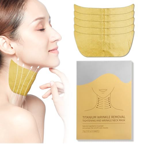 Golden Glow Neck Mask - Neck Wrinkle Patches Hydrating Neck Mask Patches Moisturizing Neck Wrinkle Pads for Skincare 5PCS (5 Count (Pack of 1))