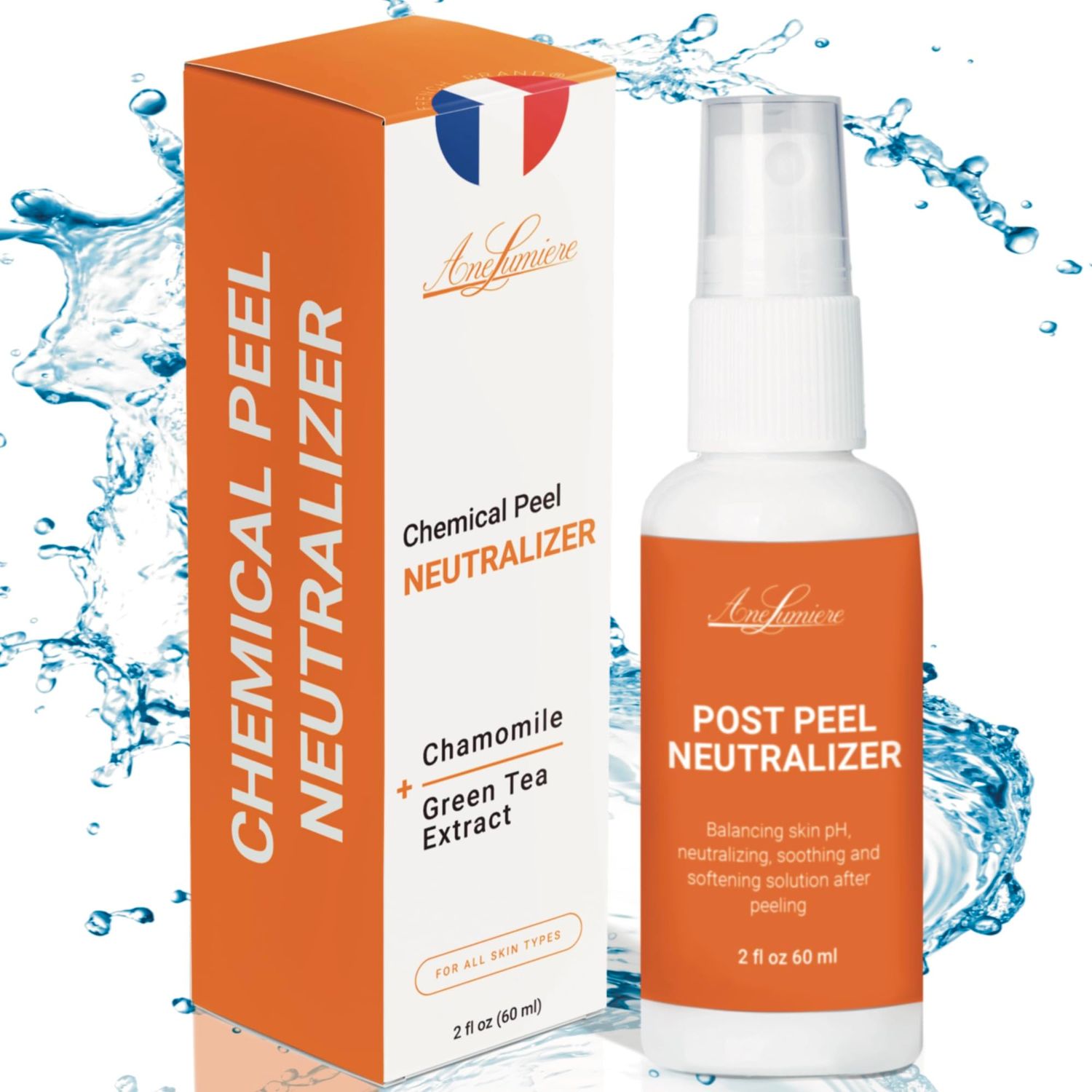 Ane Lumiere Chemical Peel for Face Neutralizer Post Peel PH balancing with chamomile and green tea extracts 2 fl oz 60 ml