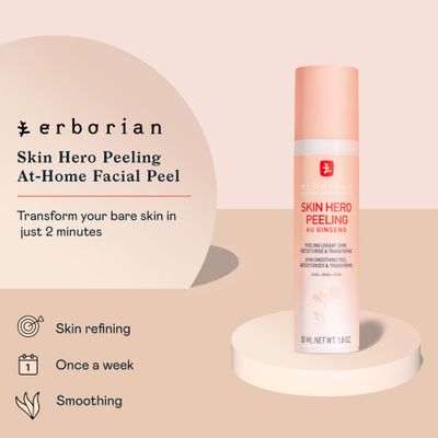 Erborian Skin Hero, Facial Peel with White Ginseng Complex - Home Face Peel Mask Retexturizes, Transforms Texture & Appearance of Fine Lines - Reduces Pores & Imperfections - Korean Skincare - 1.8 Oz