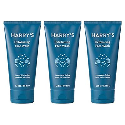 Harry&#39;s Face Wash for Men, Gentle Formula with Volanic Rock Natural Exfoliant, Dermatologist Tested, 5.1 Fl. Oz, Pack of 3