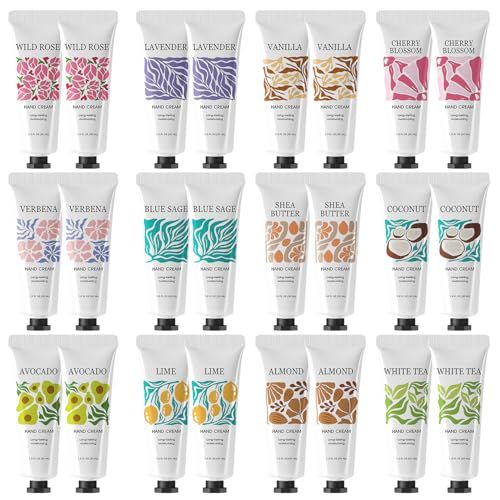 BODY &amp; EARTH # LOVE 24 Pack Hand Cream Gift Set, Scented Hand Lotion for Dry Cracked Hands, Travel Size Lotion Mini Hand Lotion Bulk Gift Sets For Mother's Day Valentine's Day Christmas 24x1.0 oz