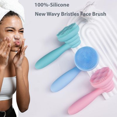 2 PC Silicone Facial Cleansing Brush Facial Scrubber Manual Exfoliating Facial Brush Face Cleanser Face Exfoliator Ultrafine Bristles for Sensitive Skin Easy to Clean Lather Well(Pink&amp;Green)